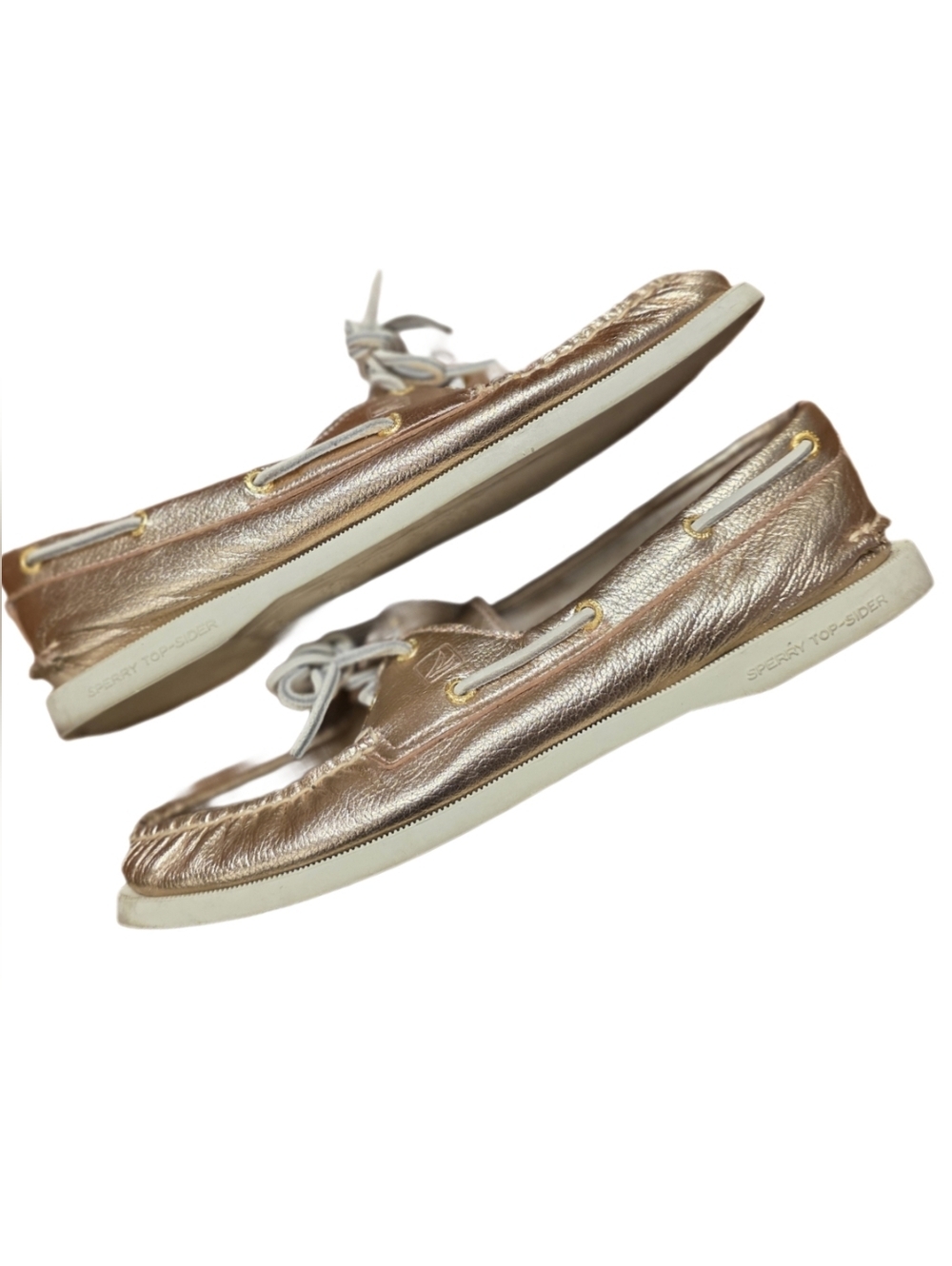 Sperry Topsider Original 2-Eye Boat Shoe Gold Rose Gold Leather SZ 9